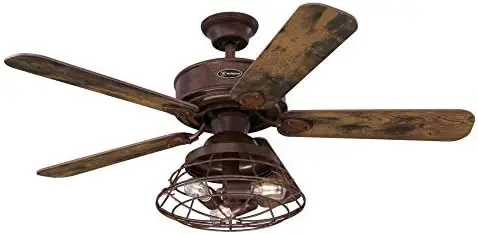 

Barnett 48-Inch Barnwood Indoor, Dimmable LED Light Kit with Cage Shade, Remote Control Included Ceiling Fan