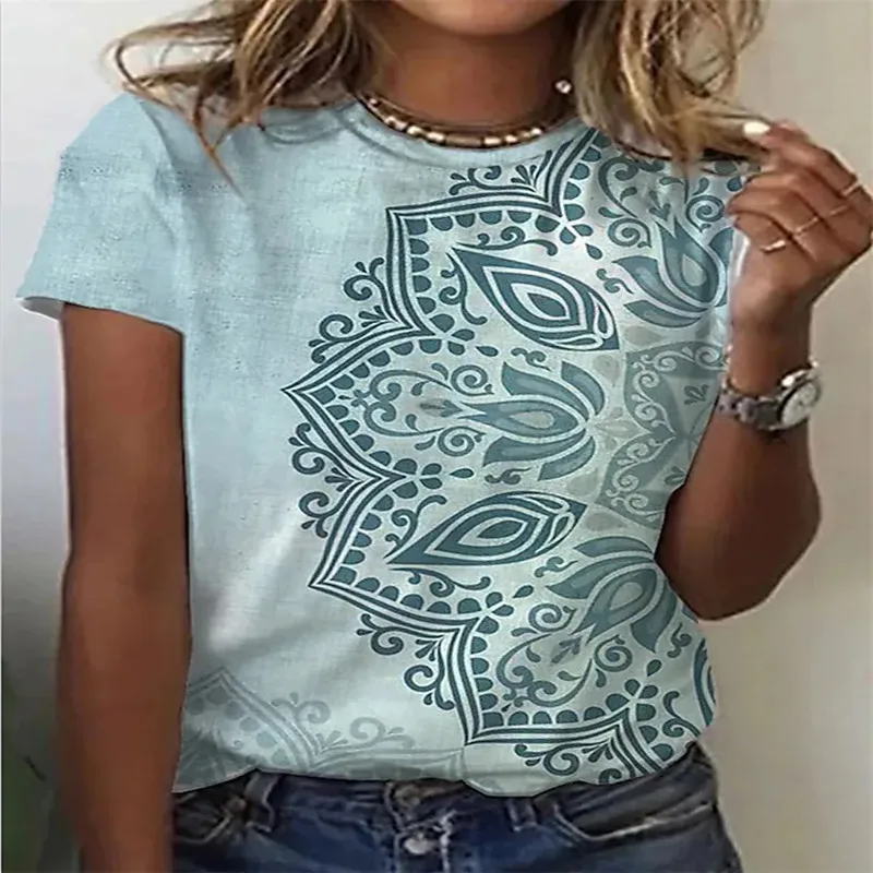 

Summer Painting New 3D Printed T-Shirt Short Sleeve Crew Neck Polyester Fabric Comfortable Breathable Blouse Street Fashion Top