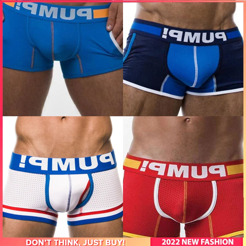 

4Pcs Ins Style Gay Sexy Men Underwear Man Boxer Underpants Hip Raise Cotton Trunks Men's Panties Bxoers Pack Shorts Under wear