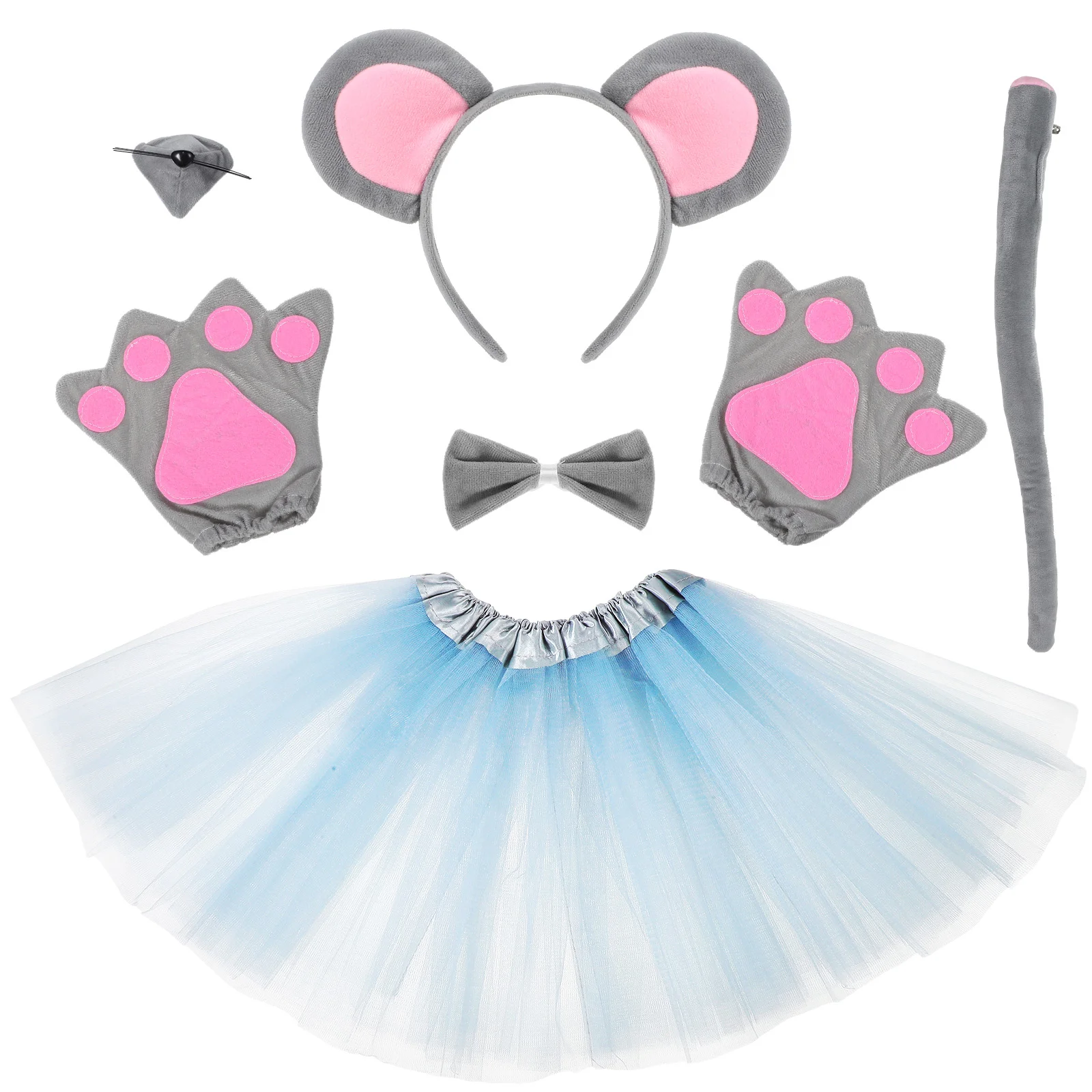 

Набор аксессуаров для костюма мыши, 1 комплект, повязка на голову с ушками мыши, галстук-бабочка, юбка, перчатки, Хэллоуин