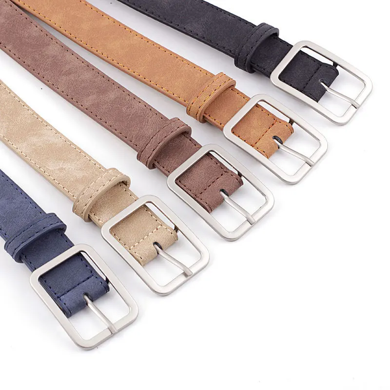 New Simple and Versatile Square Buckle Imitation Leather Popular Belt Fashion Belt Retro Student Belt
