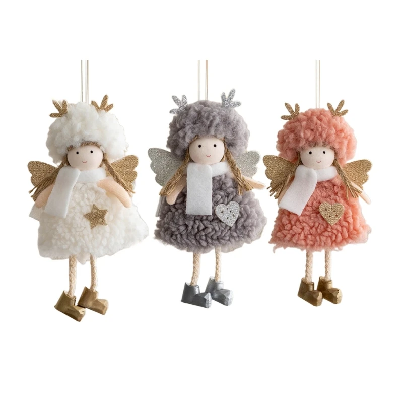 

Фон для праздничной вечеринки с изображением рождественских оленьих ангелов девушки шарфа шляпы