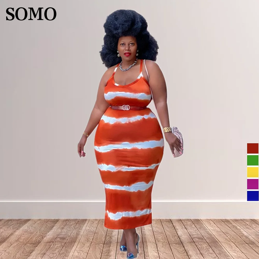 Женское длинное платье в полоску повседневное свободное большого размера с