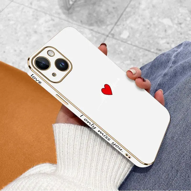 Heartbeat Luxury Plating Phone Case For iPhone 14 13 12 11 Plus Pro Max Mini X XR XS SE2020 8 7 6 6S Plus Cover