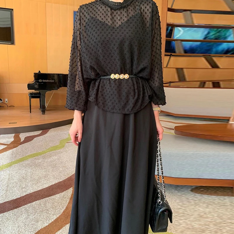 Шикарный осенний Элегантный комплект во французском стиле рубашка с трехмерными