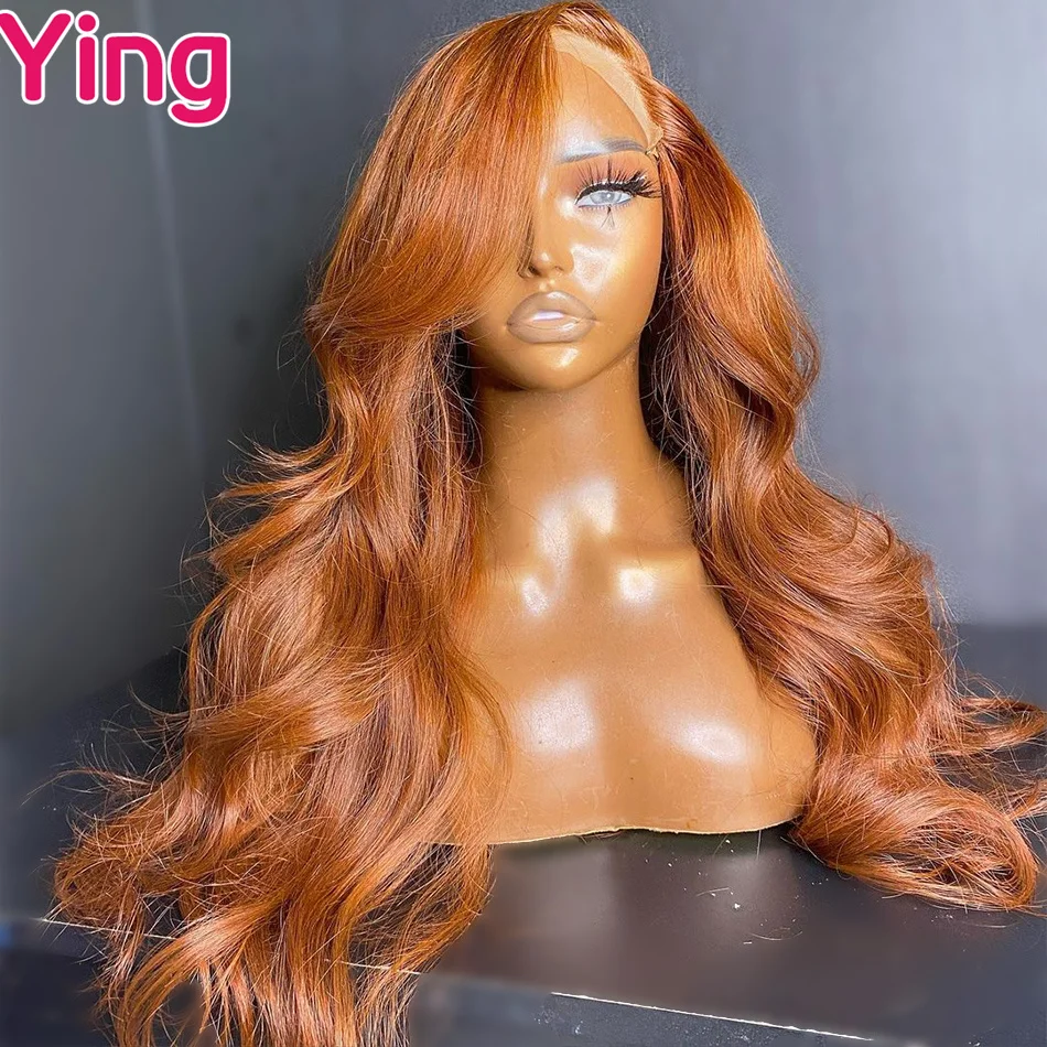 Orange Ginger 13X6 Transparent Body Wave Lace Frontal Wigs For Black Women Remy Pre Plucked 13X4 Lace Front Human Hair Wigs