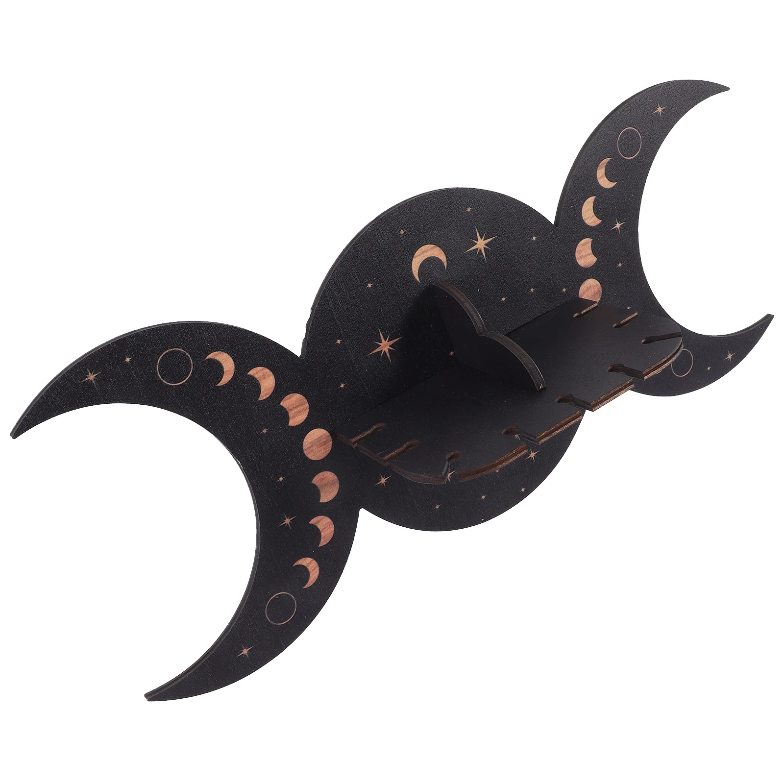 

Shelf Display Crystal Wall Moon Stand Holder Oil Action Floating Figure Essential Wooden Bohemian Phase Storage Wood Hanging