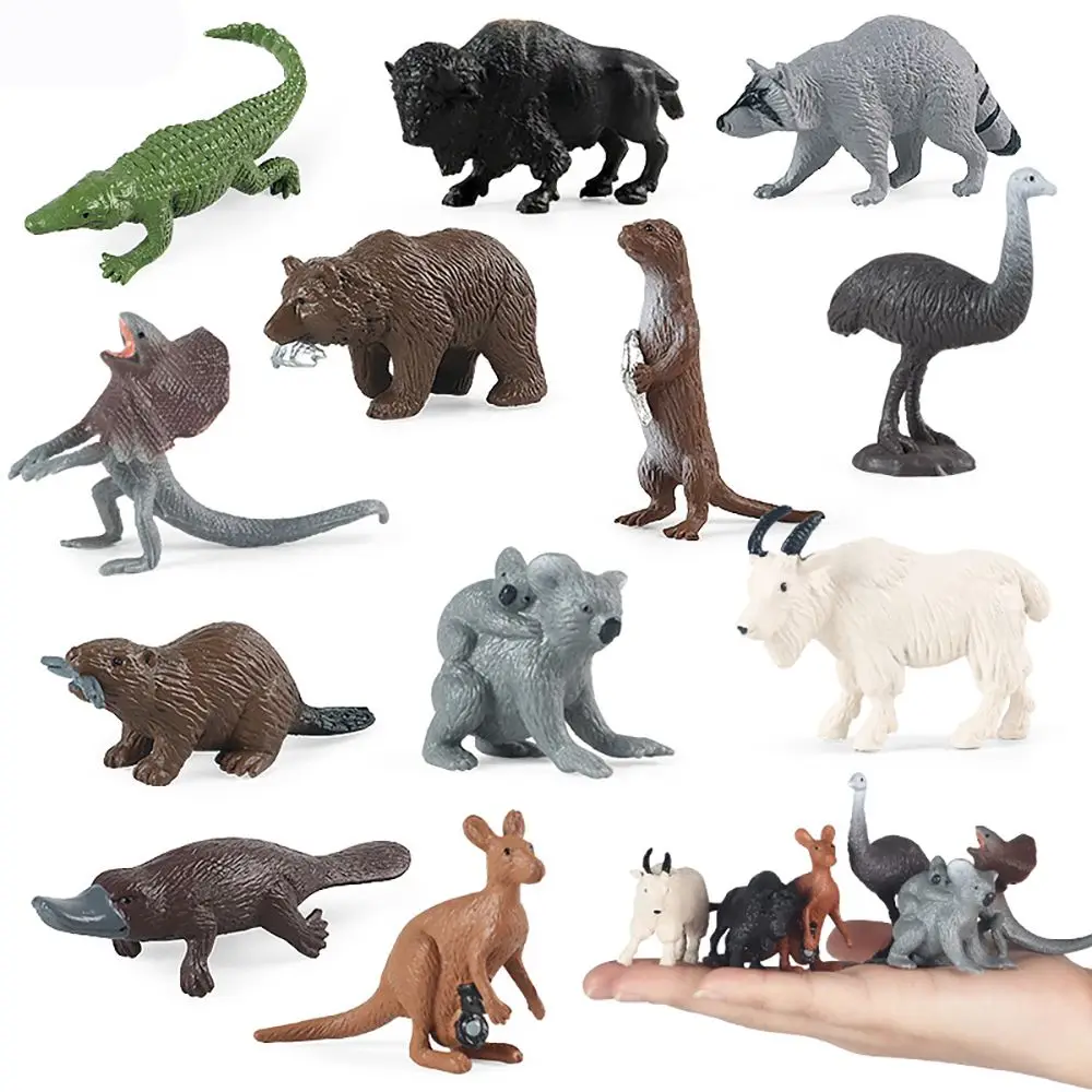 

Toys Micro Landscape Zoo Scenes Miniature Reptiles Koala Raccoon Goat Wild Animals Figurines Lifelike Wildlife Models
