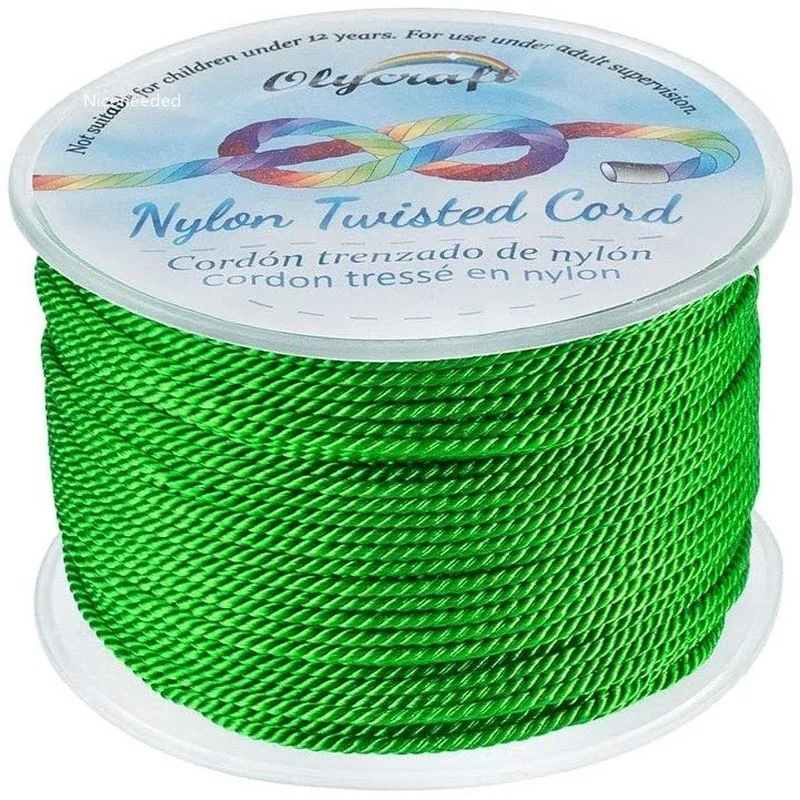 

55 ярдов, 2 мм, витой атласный нейлоновый шнур, 3-слойный зеленый витой шнур, обрезанная нить для рукоделия и изготовления ювелирных изделий