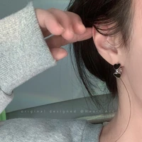 korea fashion black heart stud earrings women punk hip hop silver metal earrings 2022 new style women luxurious wedding gifts