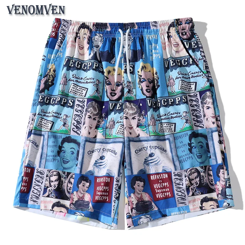 

2022 Summer Portrait Movie Graphic Beach Pants Men's Oversized Retro Fashion Seaside Vacation Casual Shorts Basketball Sports