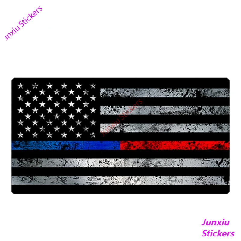 

Thin BLUE & RED Line Flag Car Stickers GRUNGE Police USA Vinyl Decal Voiture Course Occlusion Scratch Exterior Decor PVC13x7cm
