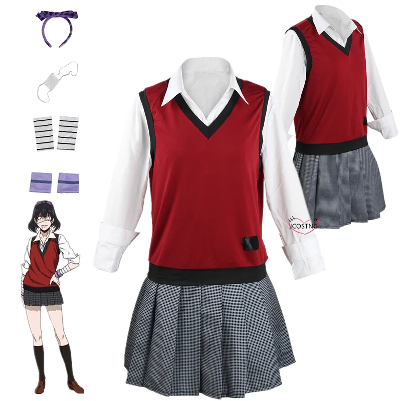 Kakegurui Ikishima Midari полный комплект рубашка жилет юбка для женщин Девочка Хэллоуин