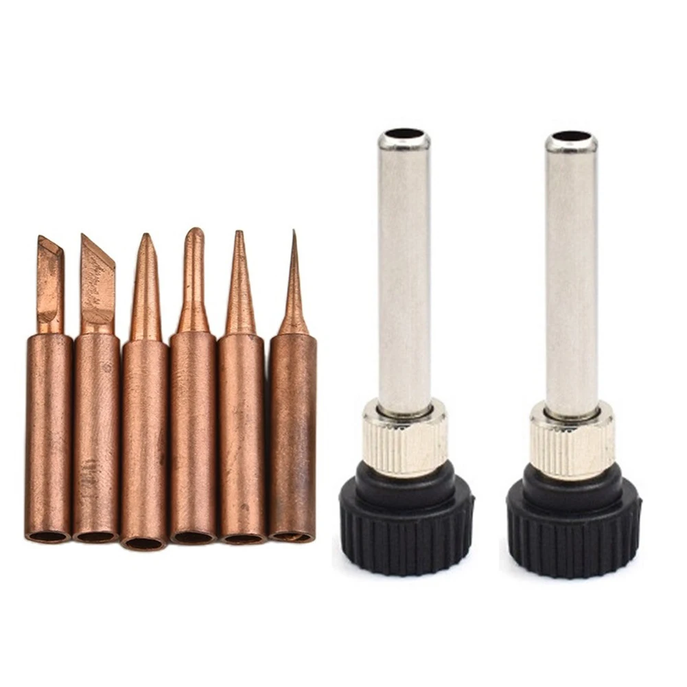 

8PCS Copper Soldering Iron Tip 900M-T Electric Soldering Iron Tip & Handle Set For Hakko Soldering Station Welding Tools