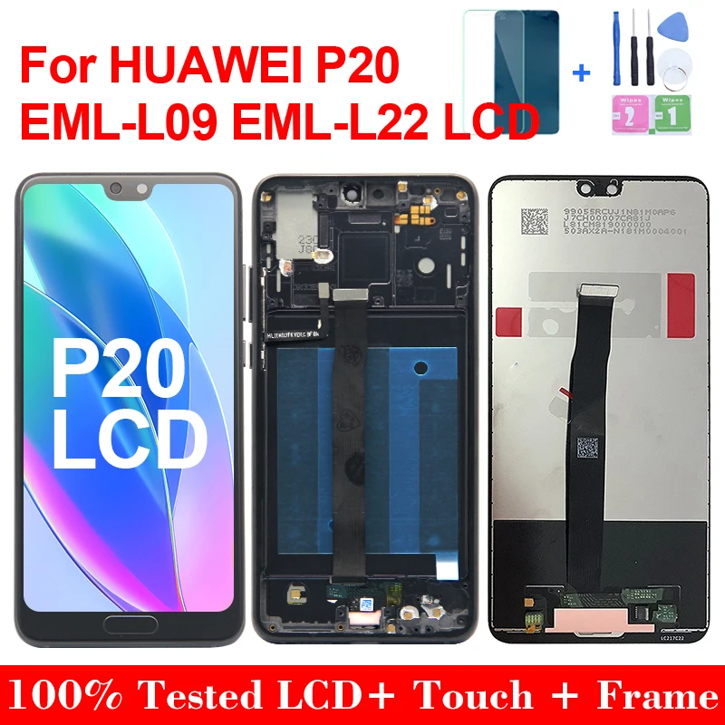

5.8" Original P20 LCD For Huawei P20 EML-L29 L09 L22 AL00 Display With Fingerprint 10 Touch Screen Digitizer Assembly Replacemet
