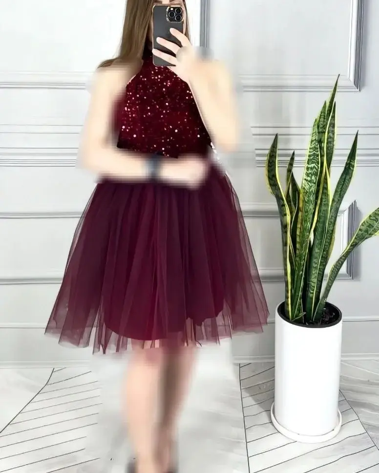 

Gray Soft Tulle Midi Prom Party Dresses Tiered Skirt Saudi Arabia Tea-length Evening Gowns Formal Wedding Homecoming Gowns