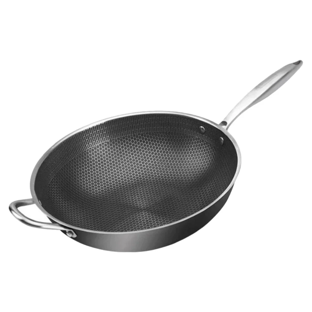 

Stainless Steel Wok Portable Fry Pan Traditional Fried Egg Durable for Gas Stove Omlette Pans