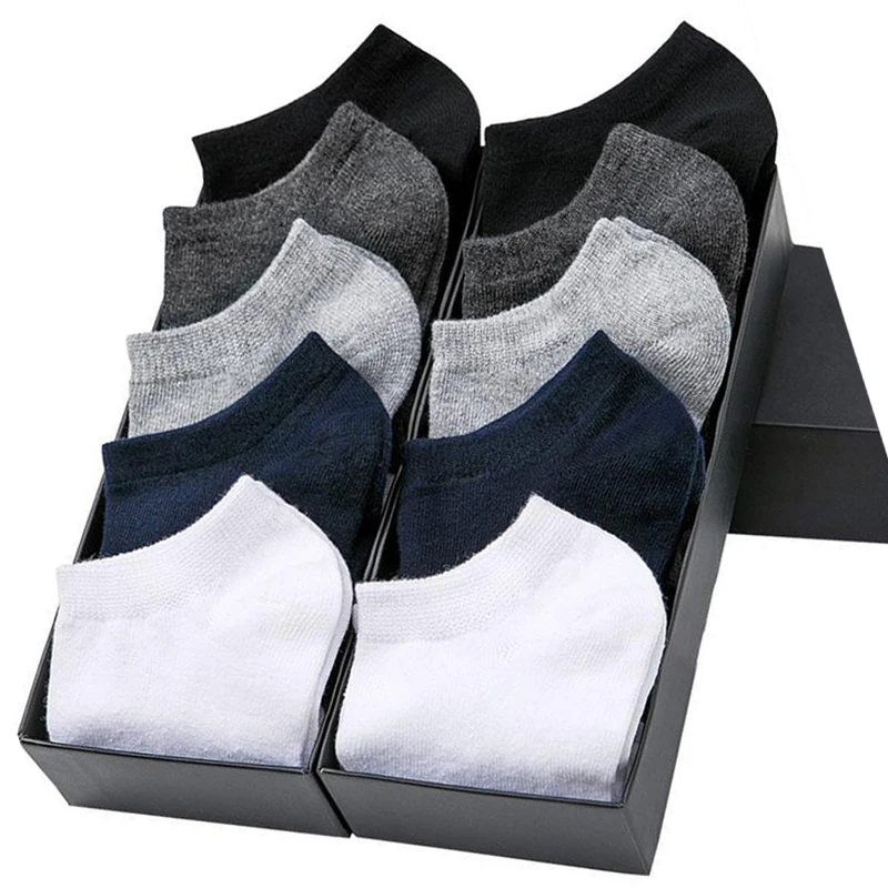 

10Pairs Men Boat Socks Spring Summer Non-slip Silicone Invisible Cotton Socks Male Breathable Short Sock Ankle Sock Casual Sox