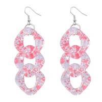 pink acrylic dangle long link chains geometric drop earrings for women female club party bohemia fashion pink earring