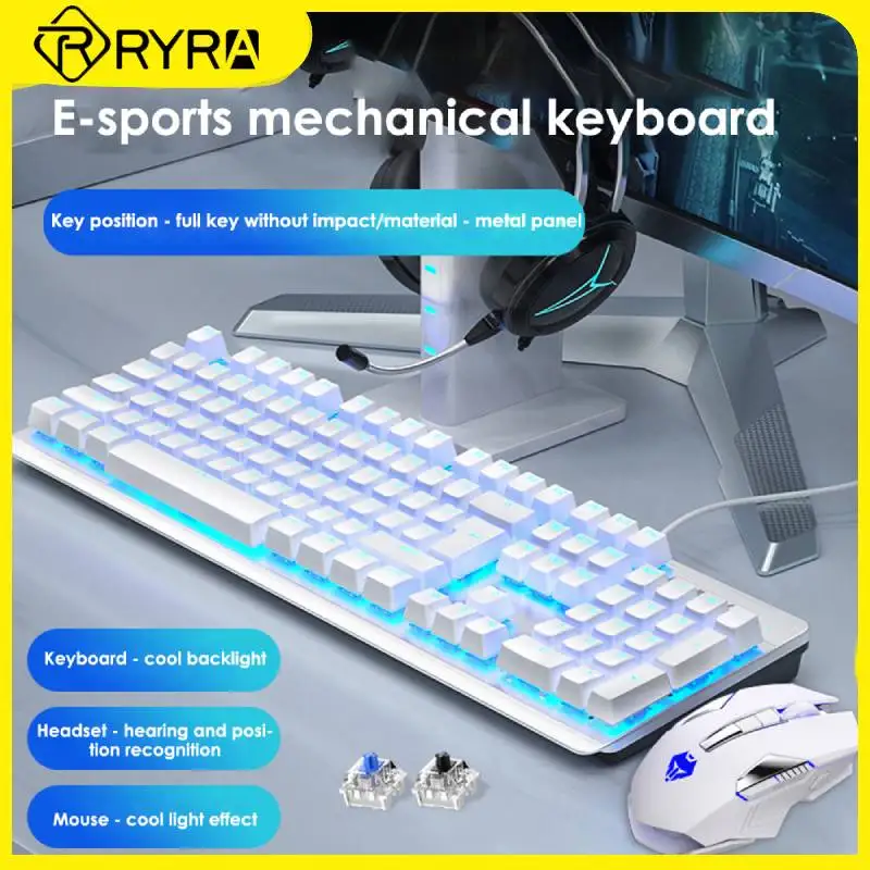 

Игровая клавиатура RYRA G800 с 104 клавишами, Офисная Проводная клавиатура, игровой ПК, ноутбук светодиодный светодиодная подсветка, механическа...