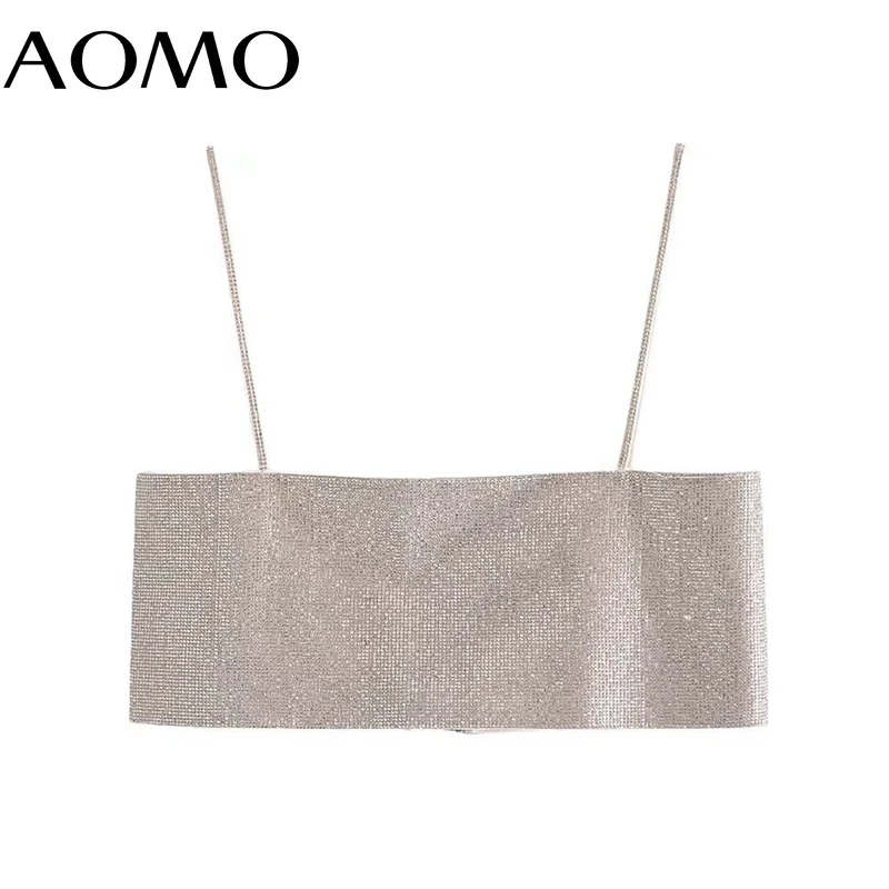 

AOMO Women Sexy Beading Tank Tops Vintage Back Button Female Camis Female Camis 3H222A