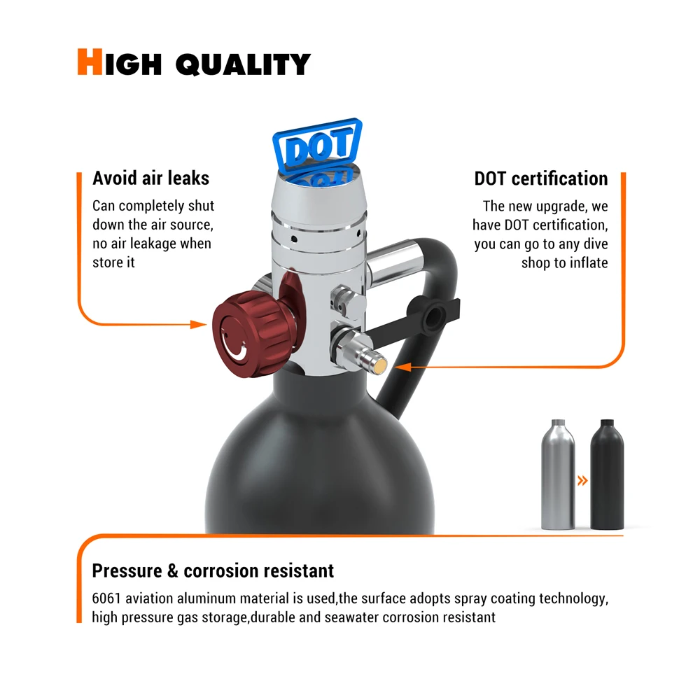 Smaco S400 Scuba Diving Equipment Scuba Diving Tank Oxygen  Cylinder Snorkeling Equipment Aluminum Alloy Box Snorkeling Kit