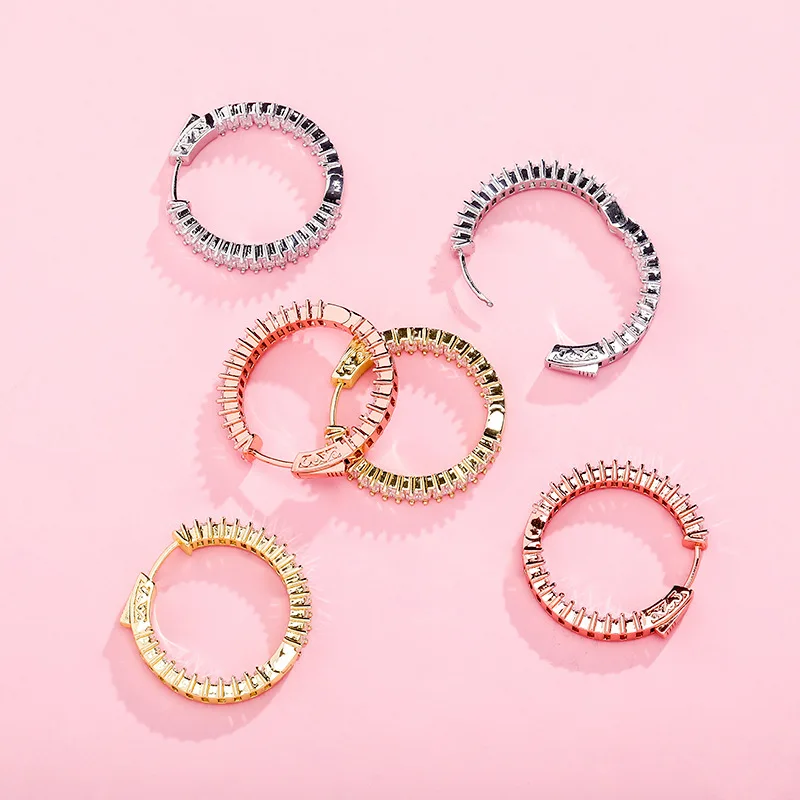 

Позолоченные медные сверкающие высококачественные круглые серьги с фианитами модные ювелирные изделия в стиле хип-хоп подарок для мужчин ...