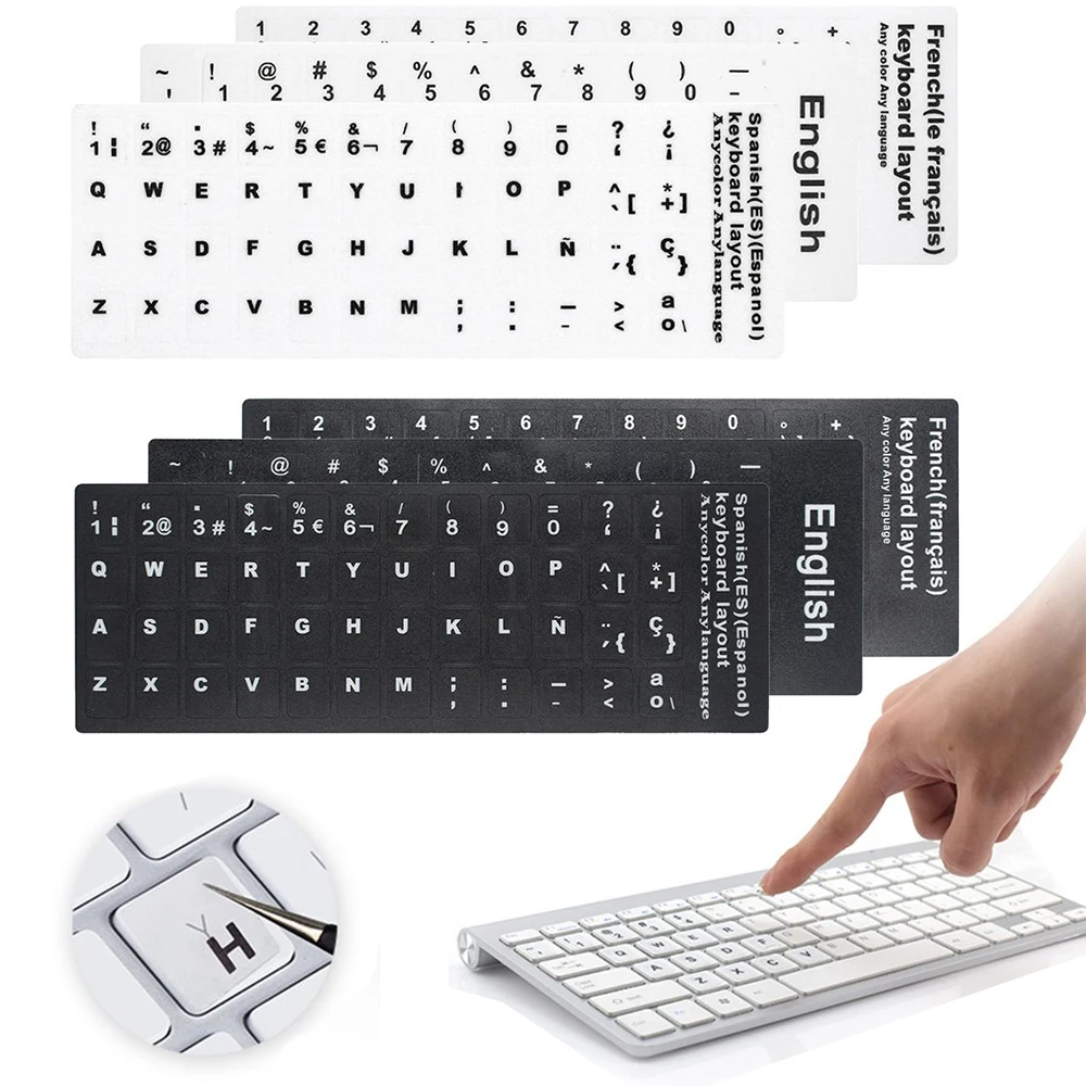 

Wear-resistant Keyboard Stickers Spanish/English/Russian/Japanese/Arabic Laptop PC Non-slip Alphabet Layout Keyboard Replacement