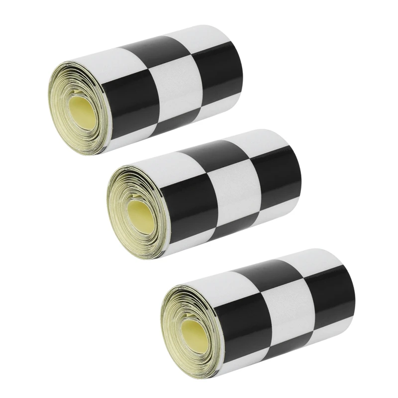 

3X 3 Inch Black/White Checkered Decal Tape Car Motorcycle Bike Tank Sticker