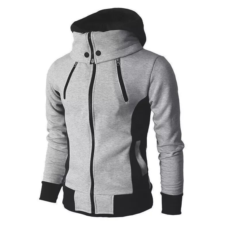 

2022 Zipper Men Jackets Autumn Winter Casual Fleece Coats Bomber Jacket Scarf Collar Fashion Hooded Male Outwear Slim Fit Hoody