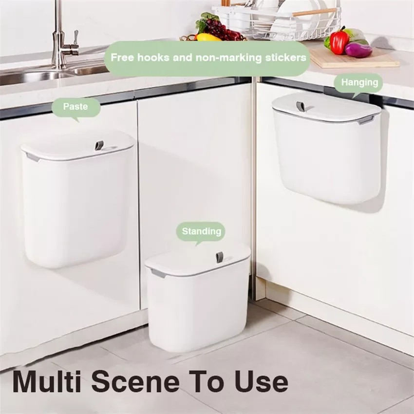 

Wall Mounted Trash Can Kitchen Cabinet Storage Bucket Washroom Trash Can Kitchen Recycle Rubbish Trash Bin Dustbin