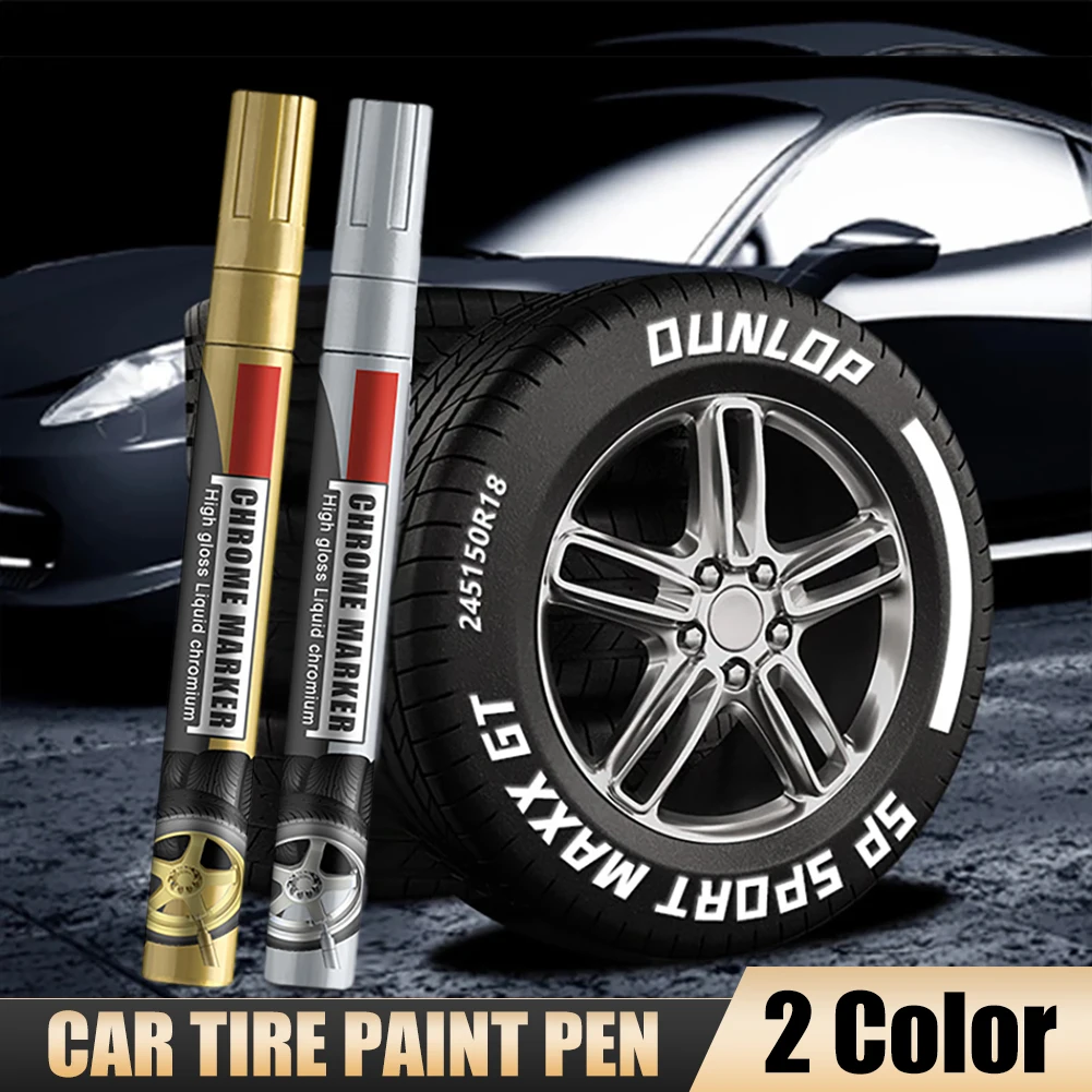 

3Pcs Car Chrome Marker Pen Permanent Mirror Chrome Marker Waterproof Xylene-free Chrome Paint Car Decor for Auto Bike Motor Tire