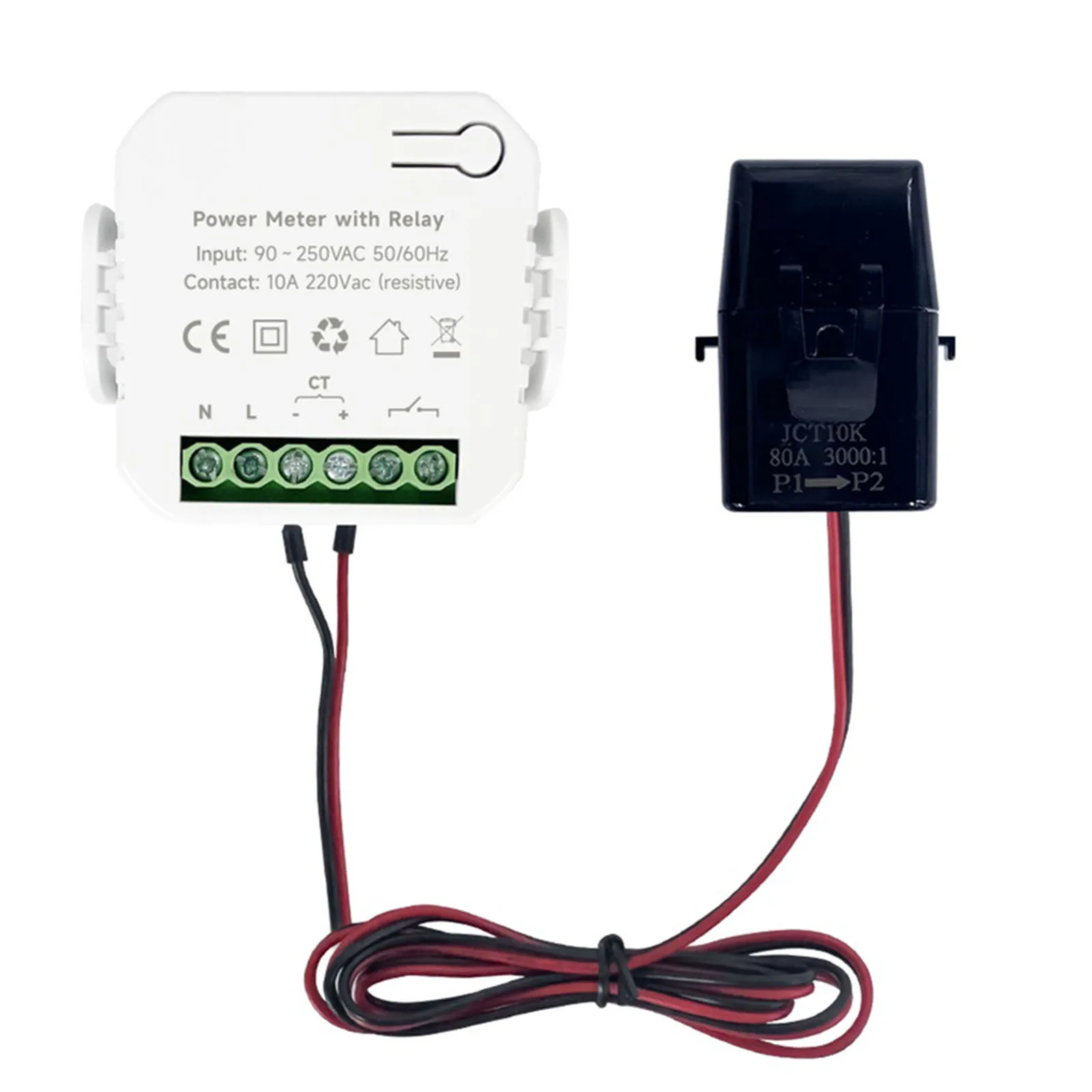 

Energy Meter 80A with Clamp CT App Control WiFi Power Monitor Kit Real Time Voltage Current Power Frequency Measurement