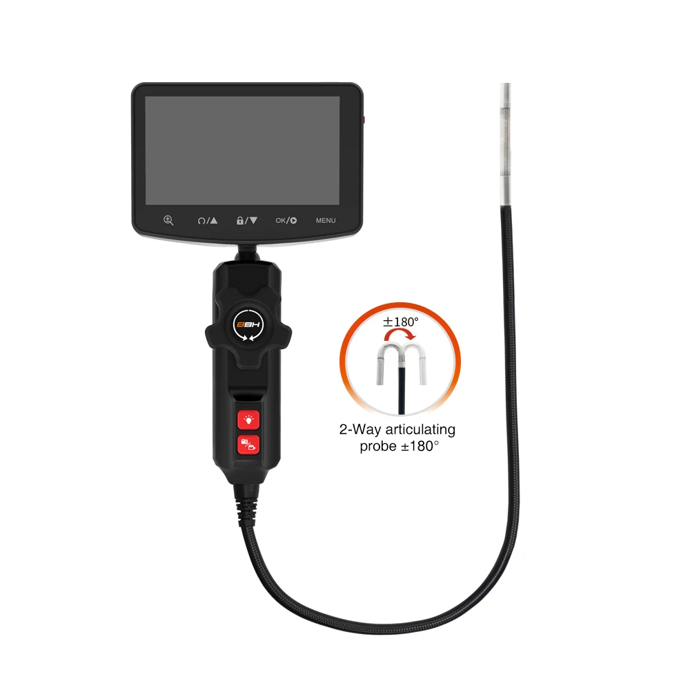

New Design Borescope Endoscope 5.0 Inches Screen 2 Way Articulating Probe 180 Degree Automotive Engine Inspection