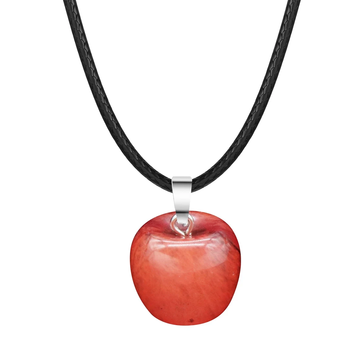 

MINI Cherry Quartz Apple Pendant Necklace for Women Girls Fruits Gemstone Choker Jewelry for Party