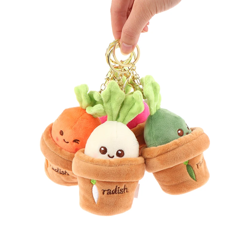 

1pc Cute Cartoon Carrot Potted Plush Keychain Funny Pulling Radish Keyring Stuffed Plush Toy For Boy Girl Gift