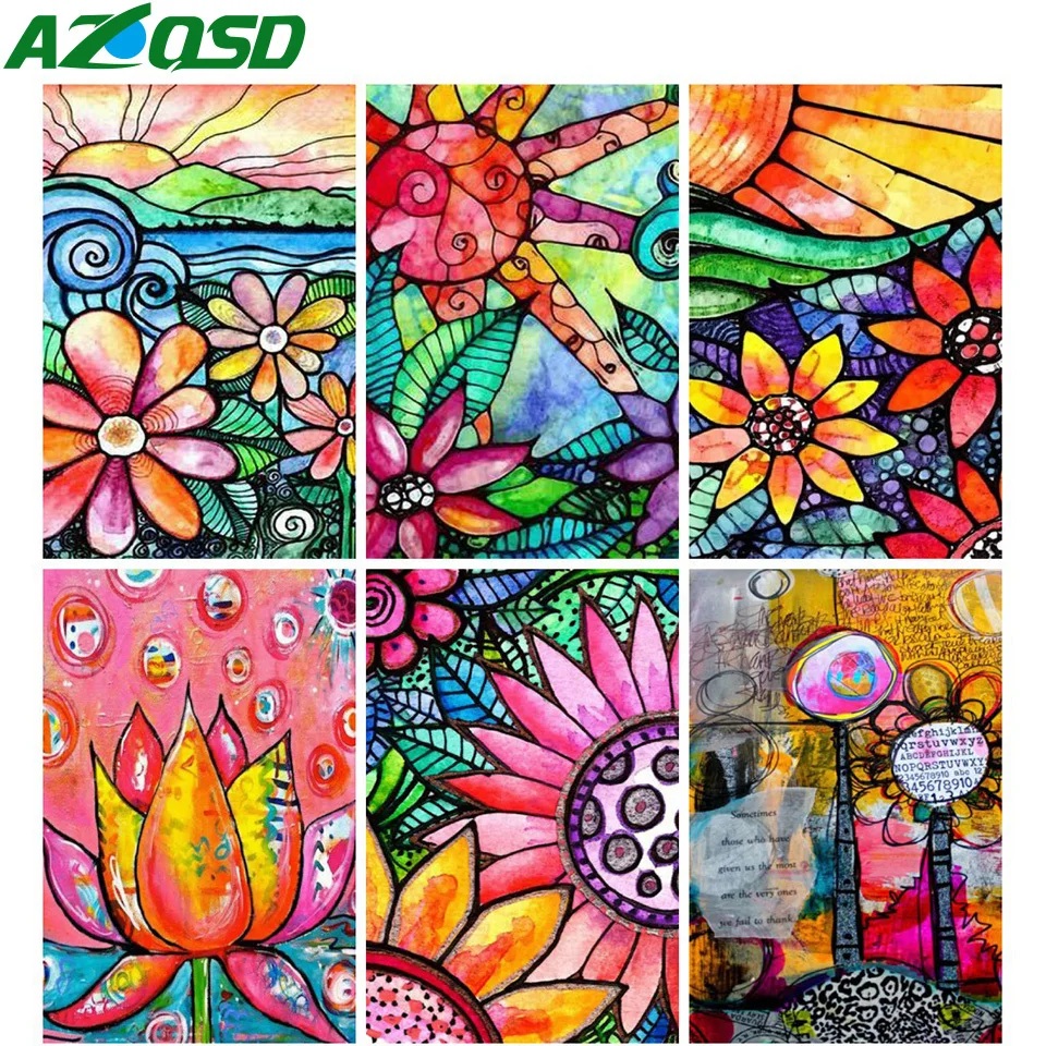 

AZQSD Pictures By Numbers Flower Cartoon Hand Painted Home Decor Painting Drawing On Canvas For Adult Landscape 40x50cm Framed