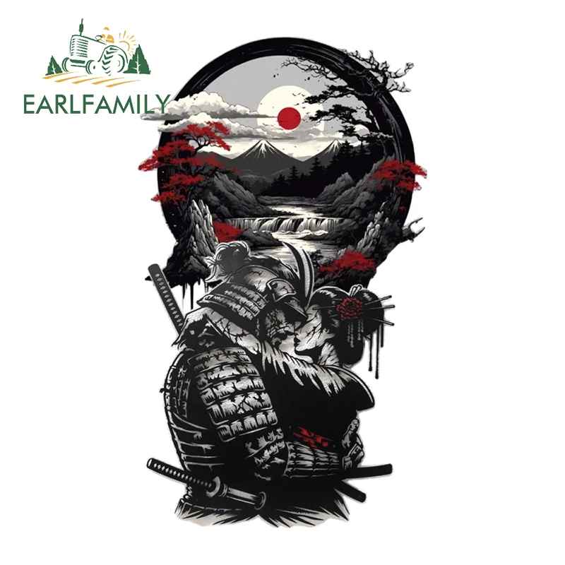 

Забавные автомобильные наклейки EARLFAMILY с японскими самураями, аниме-наклейки на багажник и лобовое стекло, подходят для автоаксессуаров