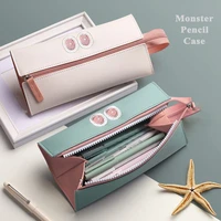 cute monster pencil case leather stationery box high capacity pencil cases large school pencil bags kawaii school supplies