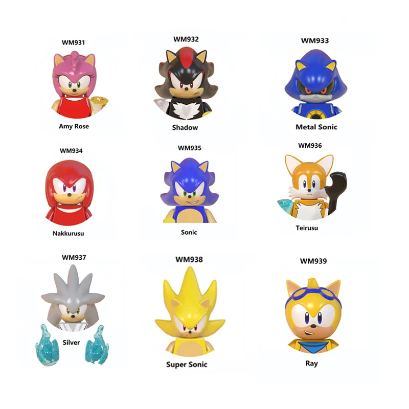 WM6086 аниме кирпичи Sonic Amy Rose Ray Storm Shadow Строительные блоки DIY мини Экшн-фигурки