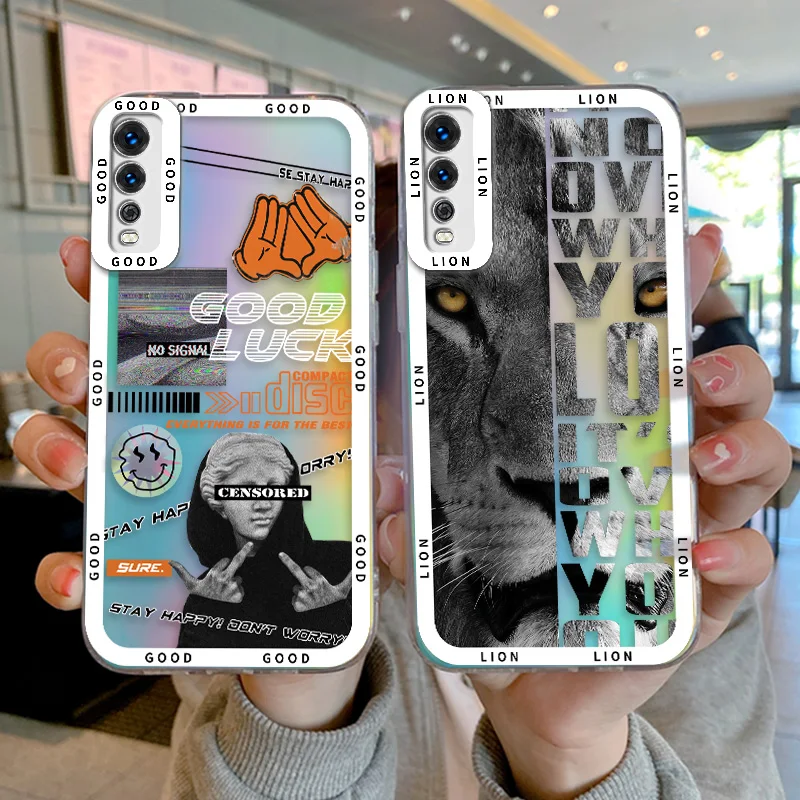 

For vivo Y12S Y12A Y20 Y20i Y20S Y20SG Y20G Y11S Y20A Y21 Y30G Y33T Y50 iQOO U1X Case Artistic Text Transparent Phone Cover