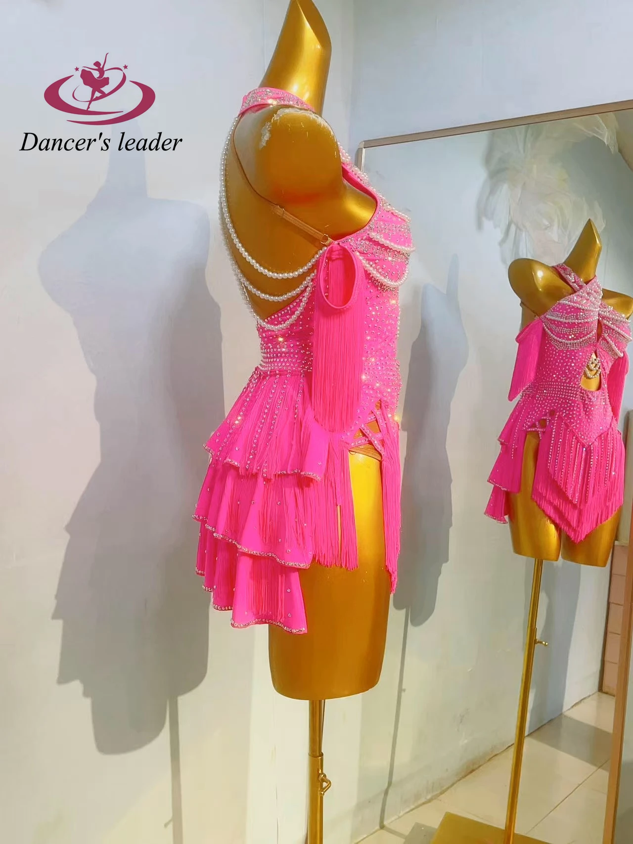 Костюм для латинских танцев женская высококачественная юбка со стразами на