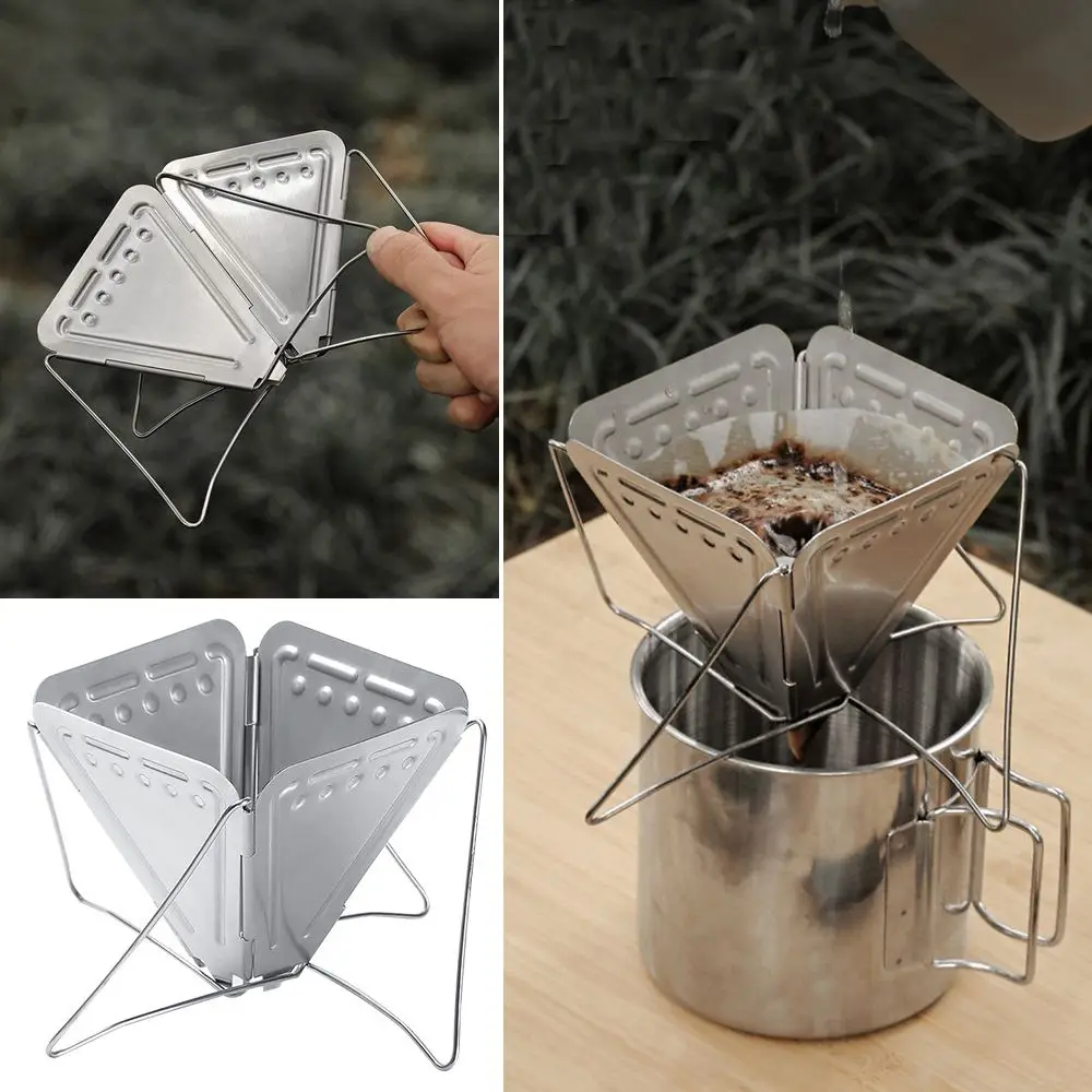 

Durable Outdoor Stainless Steel Foldable Coffee Filter Funnel Coffee Drip Rack Dripper Holder