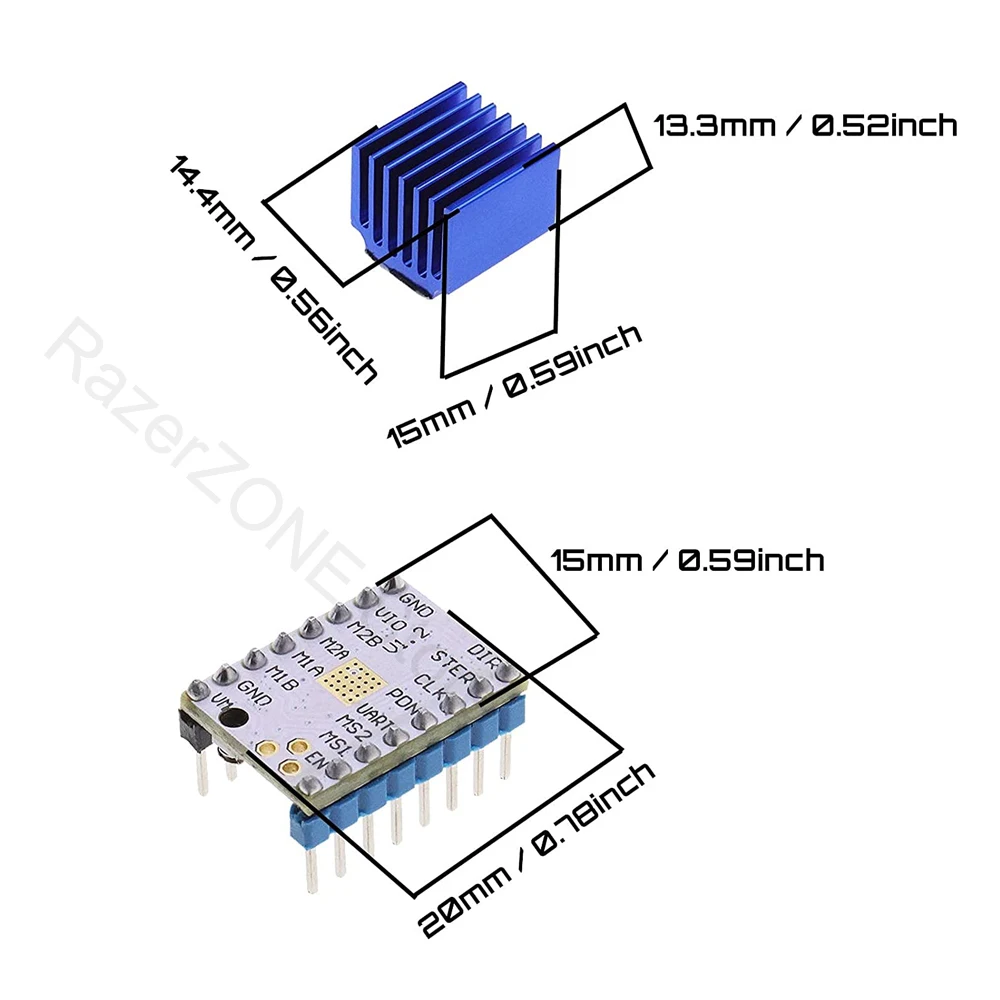 Драйвер шагового двигателя TMC2208 V1.2 для 3D-принтера драйвер с радиатором