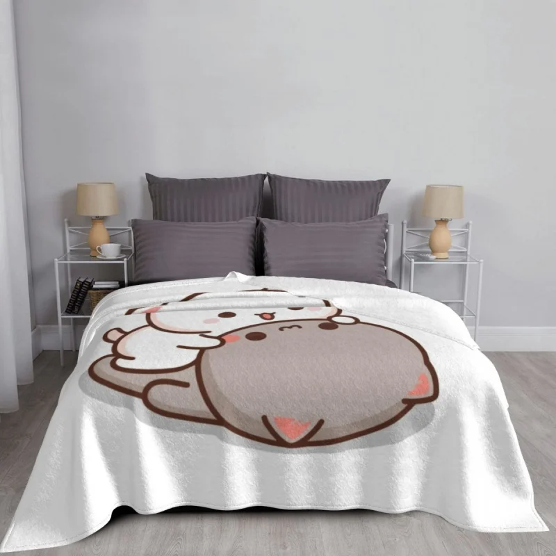 

3D Printed Peach And Goma Mochi Cat Love Throw Blanket Breathable Soft Flannel Winter for Sofa Travel Bedding