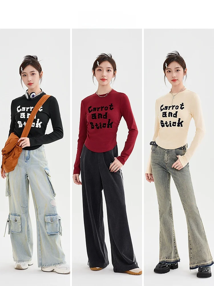 Sanfu Long sleeves Shirt 2024 New Autumn Contrast Color English Pleat Waist Hugging round Neck Short Jacket Women clothes 49762