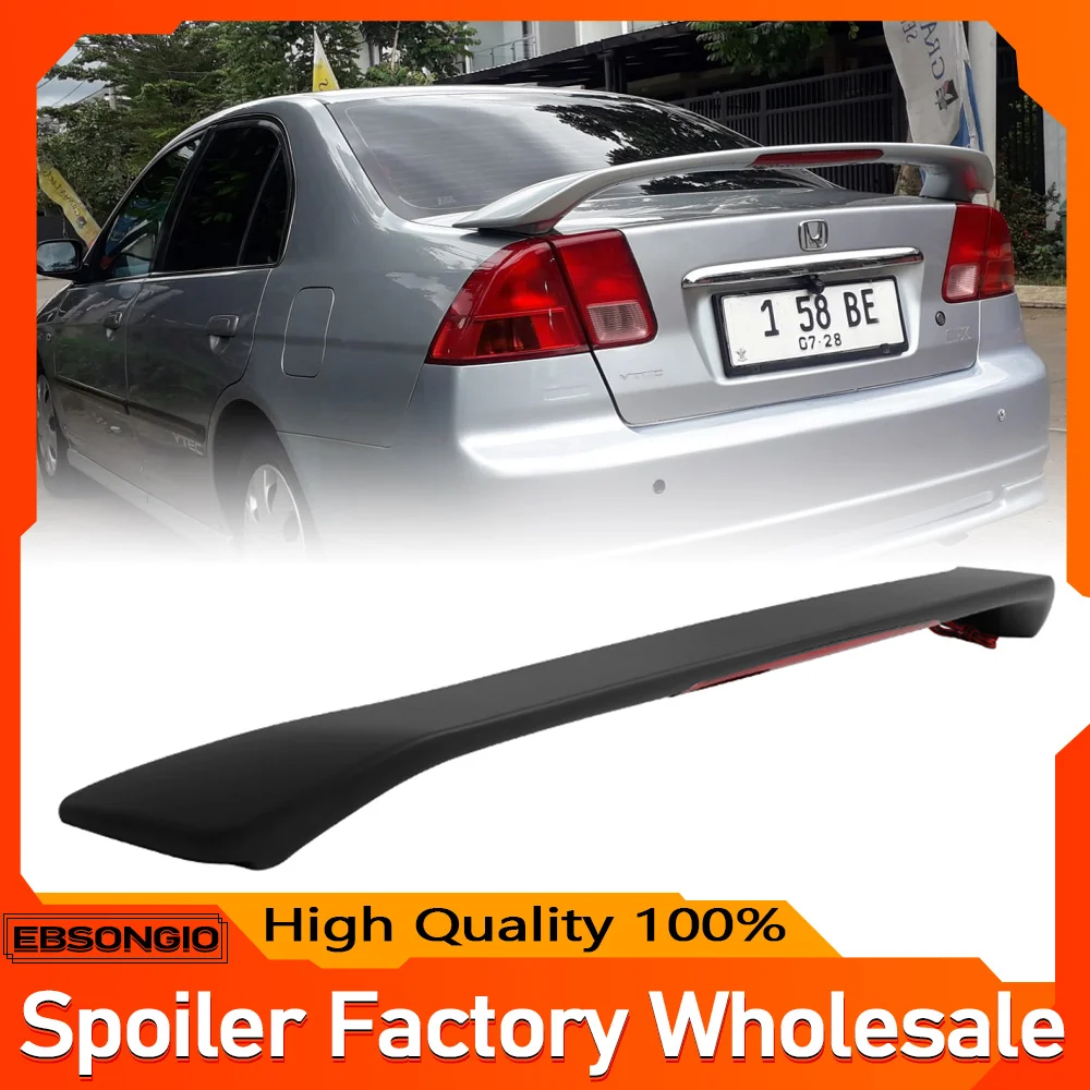 

Подходит для Honda Civic 7th Sedan OE Factory 01-05 глянцевый черный спойлер багажника со светодиодным тормозом