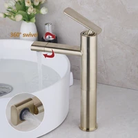 pro luxury brushed gold bathroom faucet basin faucet 360 degree swivel faucet countertop basin sink mixer faucet water taps