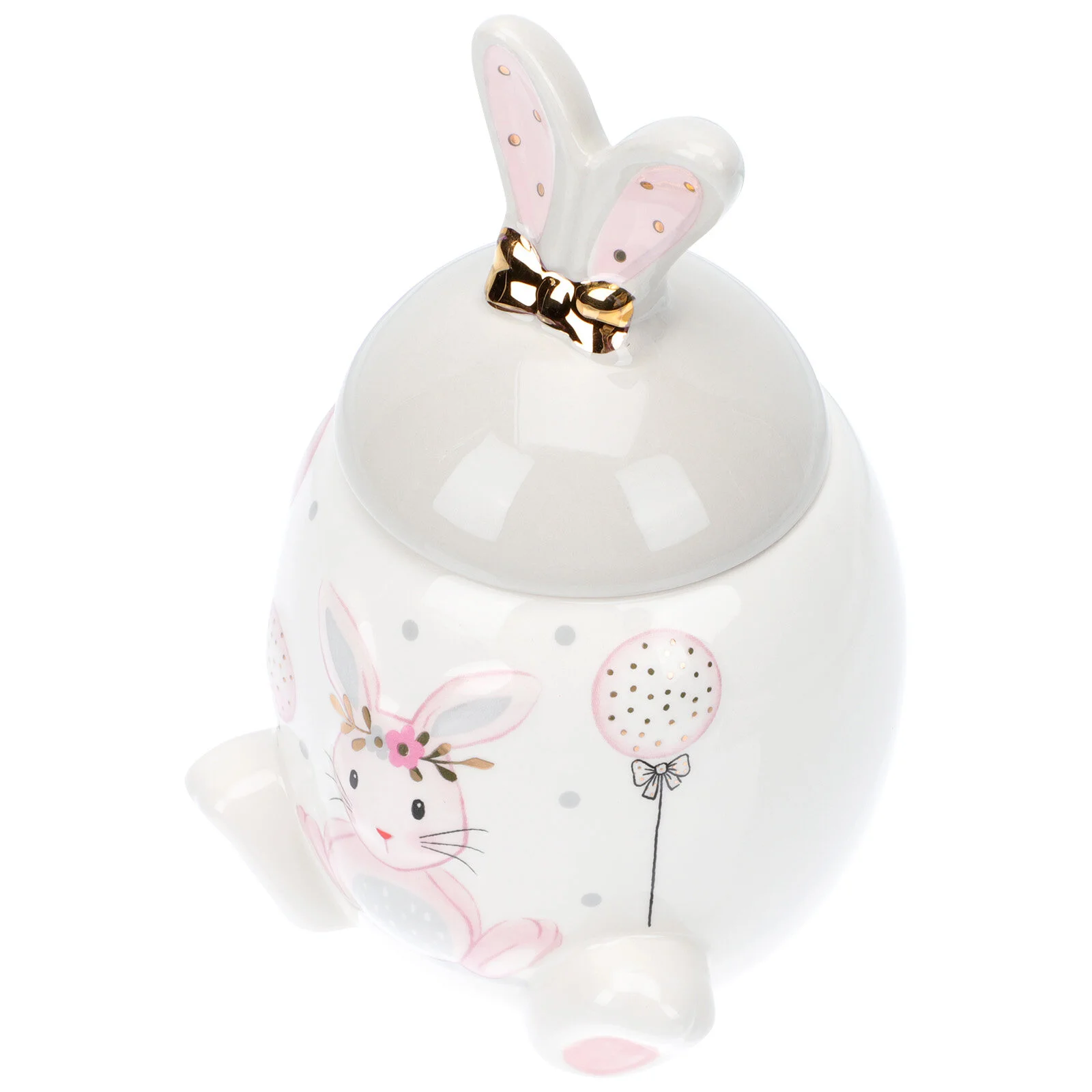 

Pink Gold Rabbit Jar Desktop Storage Pattern Pot Candy Container Decorative Tea Ceramic