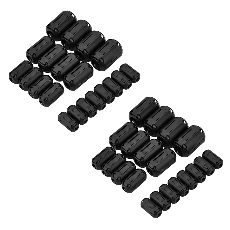 

Retail 40 Pieces Clip-On Ferrite Ring Core RFI EMI Noise Suppressor Cable Clip For 3Mm/5Mm/7Mm/9Mm/13Mm Diameter Cable, Black